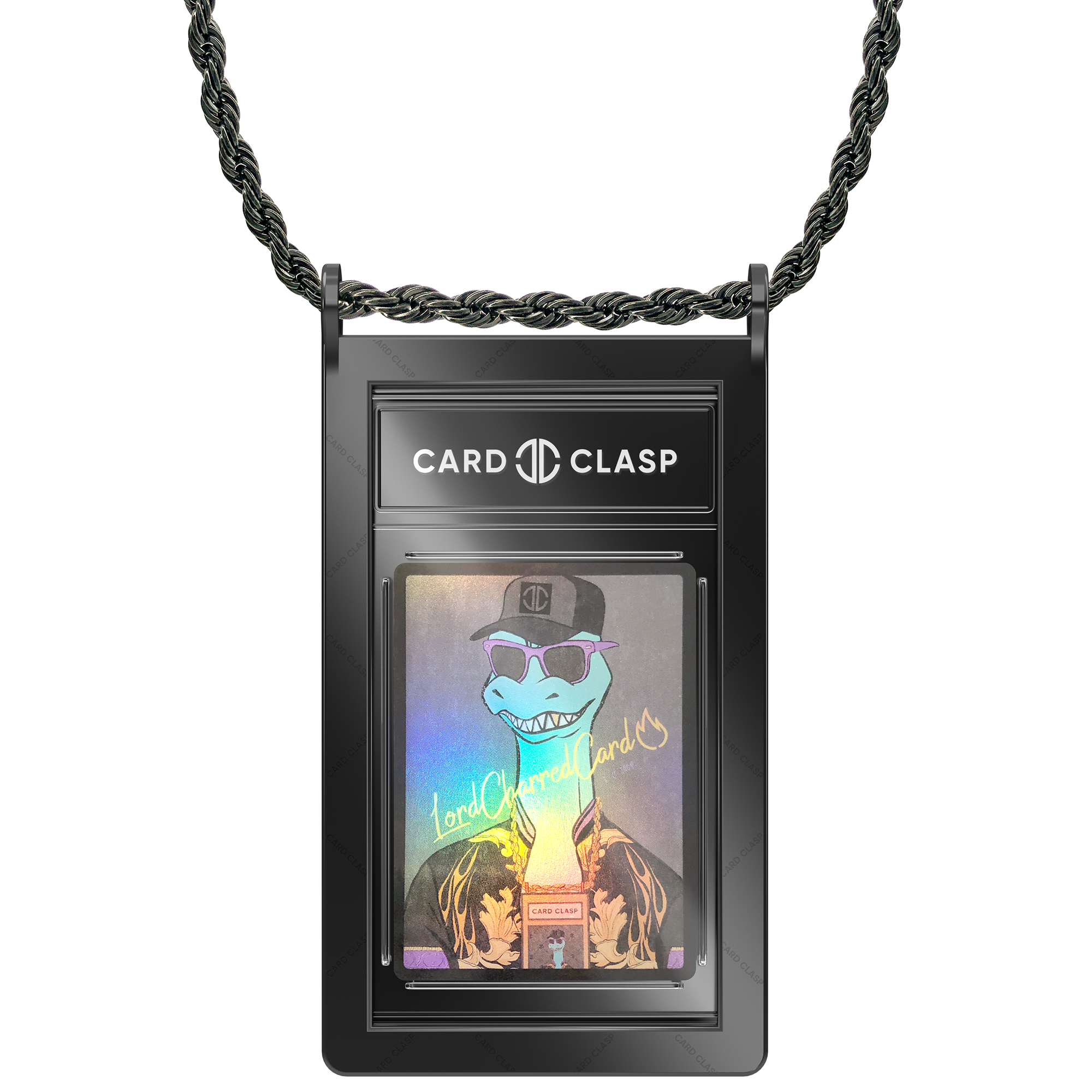 Card Clasp Slab Holder Necklace: Deepspace Black