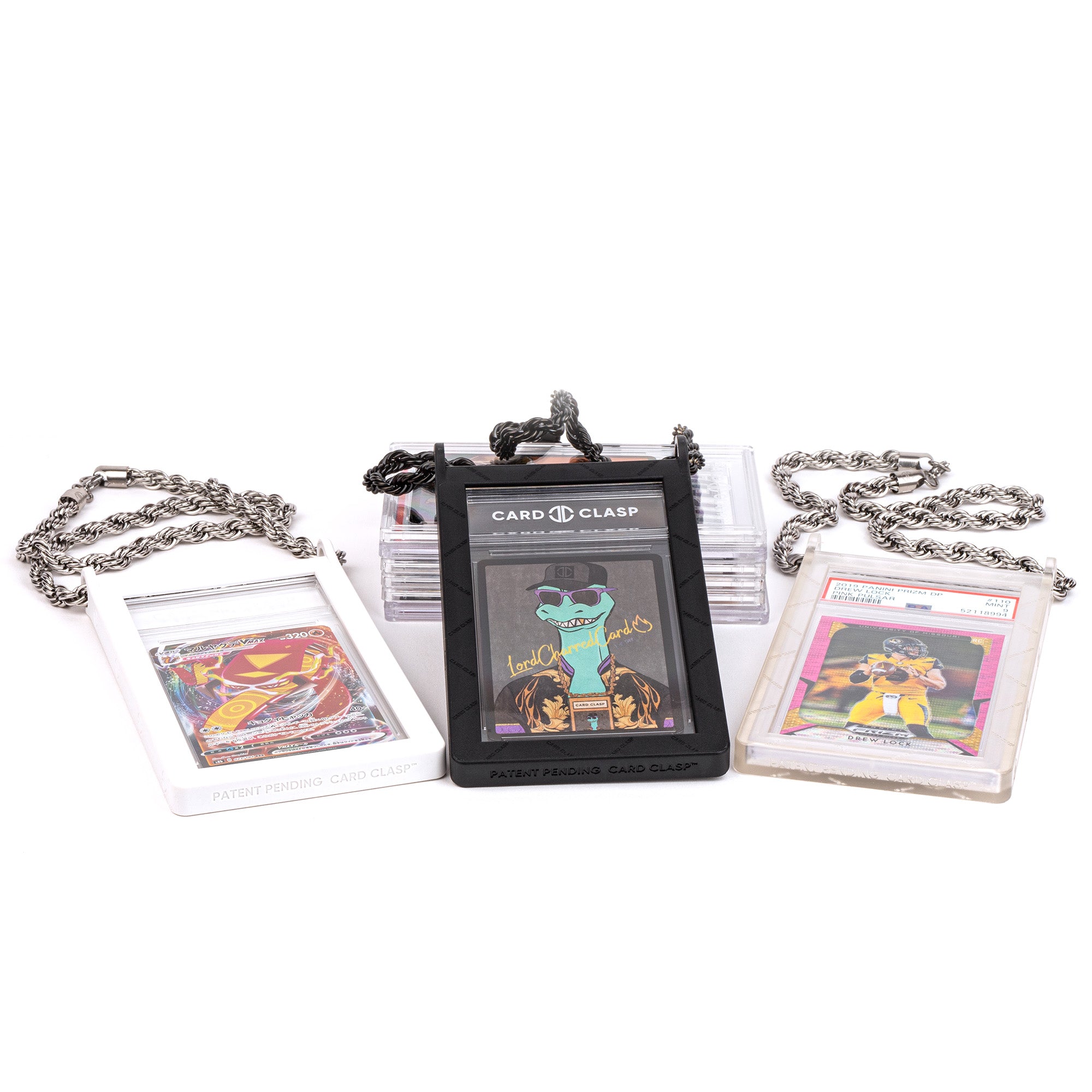 Card Clasp Slab Holder Necklace: Comet Clear