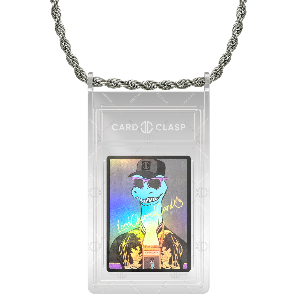 Card Clasp Slab Holder Necklace: Comet Clear