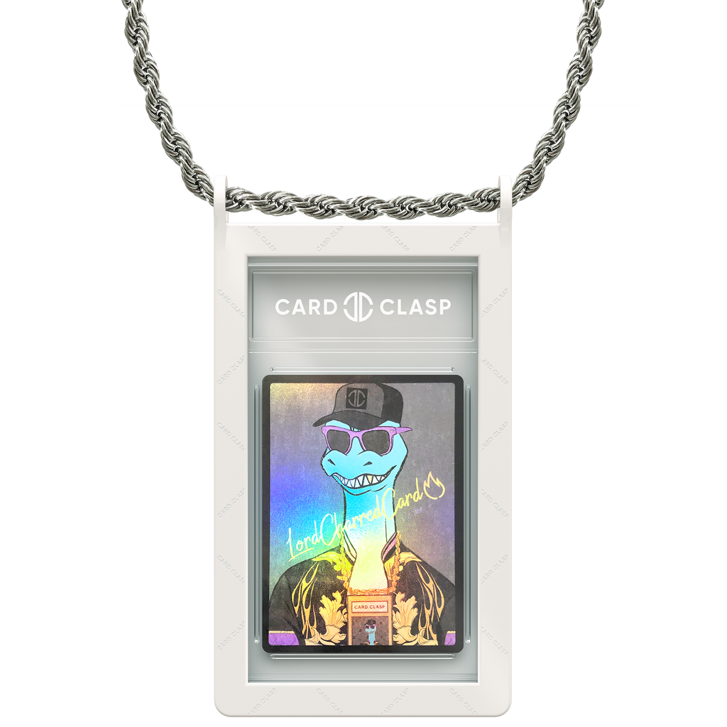 Card Clasp Slab Holder Necklace: Moon White